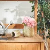 Vintage Leaf Design Cement Flower Pot Set of 2 - Decorative Planters for Indoor and Outdoor Gardens
